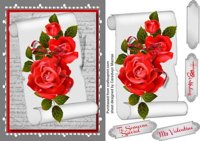 Beautiful Scroll with Red Roses 