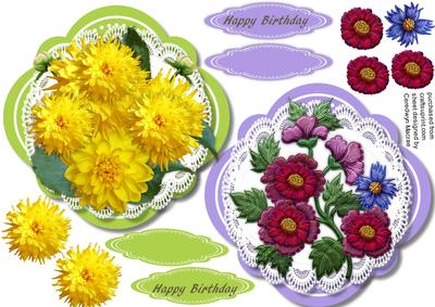Two Lovely Flowers Toppers 