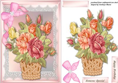 A5 Lovely Basket of Mixed Roses 