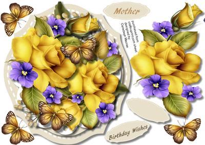 Beautiful Yellow Roses and Violets 
