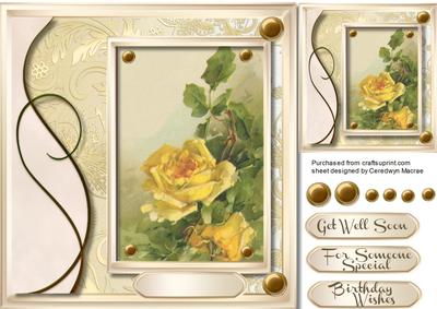 Beautiful Yellow Rose in a Gold Frame 
