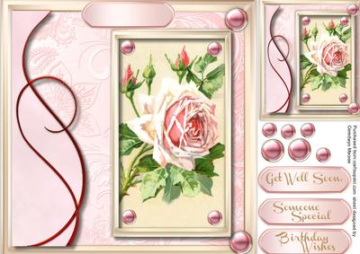 Lovely Pink Rose in a Gold Frame 