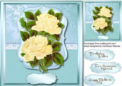 Beautiful Cream Roses in a Bracket Frame 