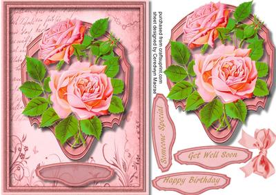 Lovely Pink Roses on a Ornate Plate
