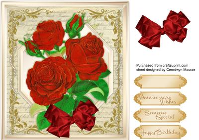 Stunning Red Roses on a Gold Octagonal Frame 