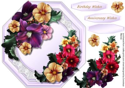 Lovely Lilac Octagonal with Summer Flowers 