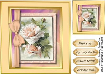 Lovely Roses in a Ribbon Frame 