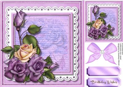 Lovely Lilac Roses on a Script Mat 