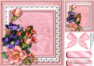 Lovely Summer Roses on a Script Mat 