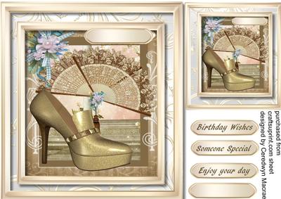 Beautiful Champagne Shoe and Fan 