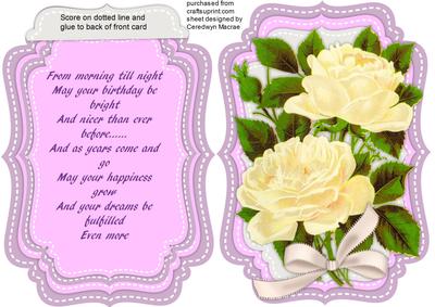 Tent Card with Verse and Cream Roses