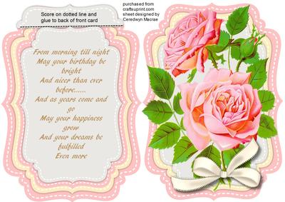 Tent Card with Verse and Pink Roses 