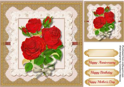 Beautiful Roses in a Gold Lace Frame 