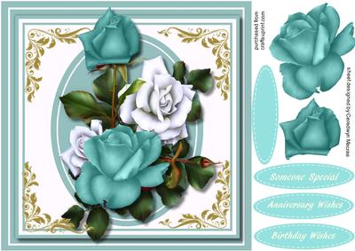 Llovely Aqua and White Roses 3
