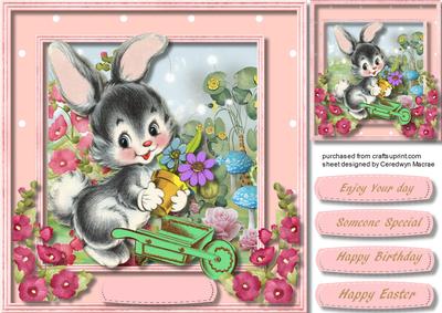 Adorable Bunny Tending the Garden 