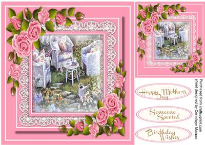 Lovely Roses and Scene on Lace 