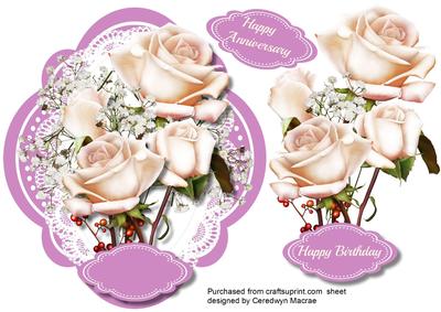 Lovely Champagne Roses on a Quadrefoil Plaque
