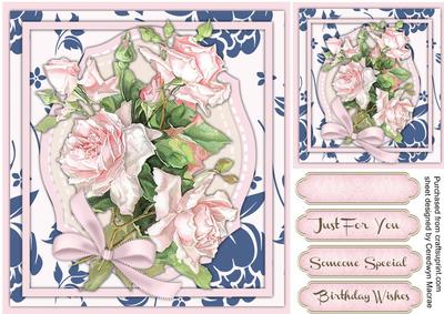 Lovely French Roses on a Ornate Mat