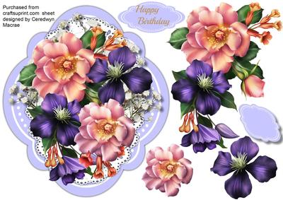 Lovely Summer Roses in a Quadrefoil Frame