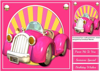 Lovely Toon Car in Hot Pink 