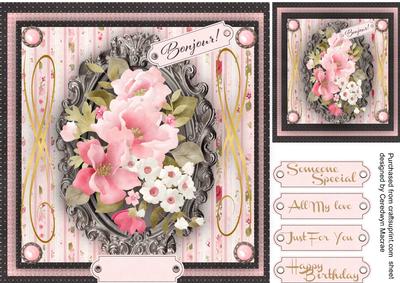 Beautiful Flowers in a Ornate Frame 