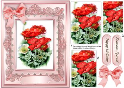 Beautiful Poppies on Lace in Pyramid 