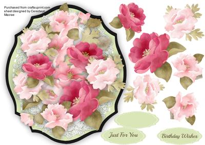 Beautiful Roses on a Ornate Mat 