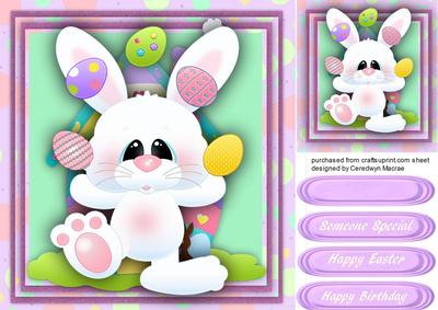 Lovely White Rabbit Juggling the Eggs 