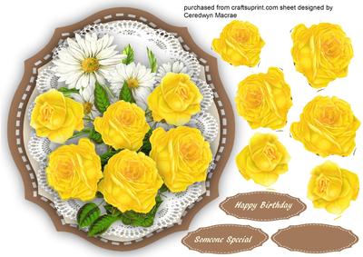 Yellow Roses on a Lace Mat 