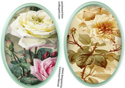 2 Beautiful Gold and White Rose Toppers