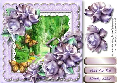 Lovely Lilac Scalloped Frame and Roses 