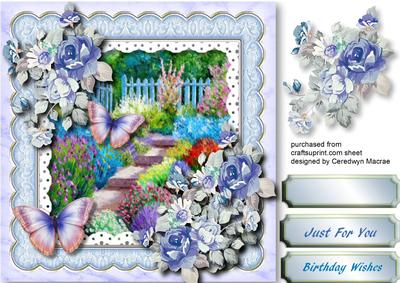 Lovely Garden Scene with Pink Butterfly's