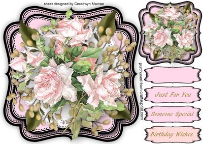 Lovely Roses on a Pink Mat 