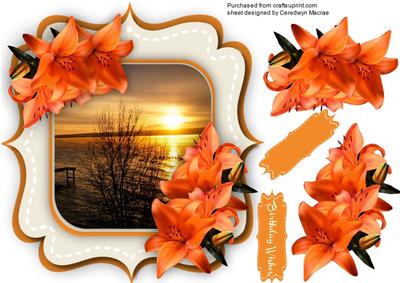 Beautiful Sunset with Orange Lillies