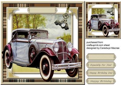 Lovely Vintage Car in Tartan Frame 