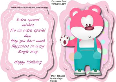 Lovely Ttent Card Teddy with Verse .