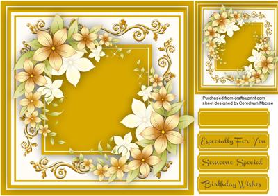 Beautiful Flowers and Gold Scrolls 