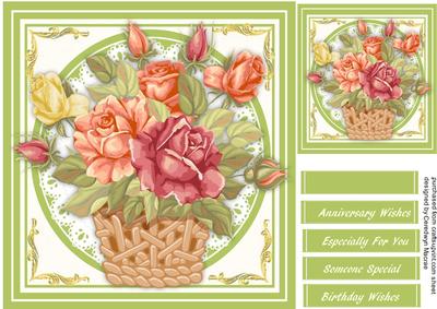 Beautiful Basket of Summer Roses 