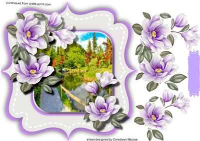Lovely Liac Magnolias on a Shaped Mat 