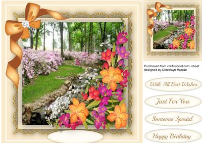 Beautiful Handpainted Freesias and Scene 