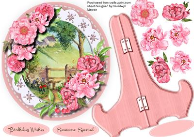 Lovely Plate and Stand with Pink Peonies 