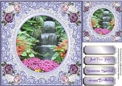 Lovely Waterfall and Roses 
