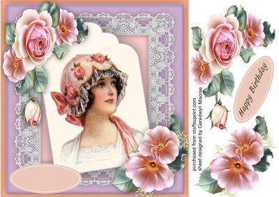 Lovely Vintage Lady in a Pink Hat