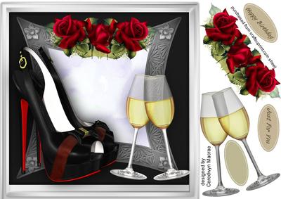 Lovely Black and Red Shoes with Glas Flutes 