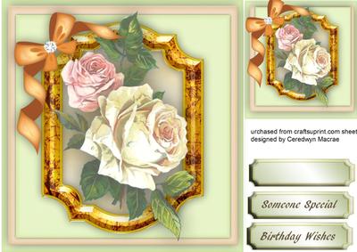 Beautiful Roses in a Gold Bracket Frame