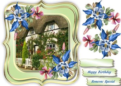 Beautiful Cottage Scene and Floret Flowers