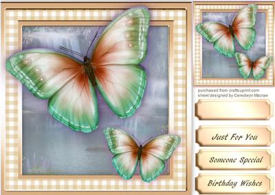 Stunning Beige and Green Butterflys 
