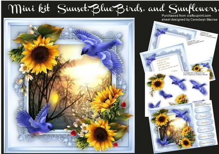 8x8 Mini Kit, Sunset, Bluebirds , and Sunflowers