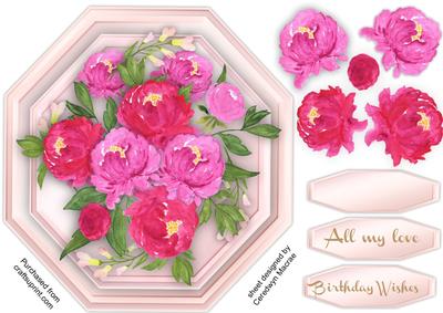 Beautiful Pionies on a Octagonal Mat 