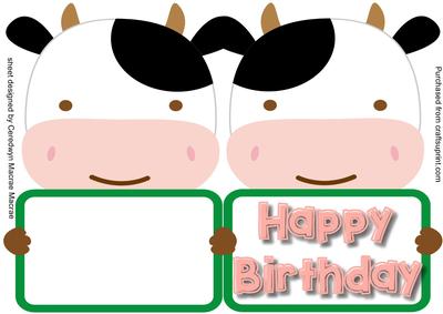 Print, Cut, and Fold, Cute Moo's Birthday